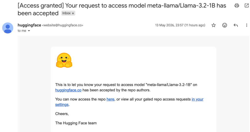 Email from Hugging Face